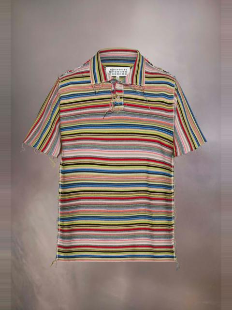 Stripe knit polo shirt