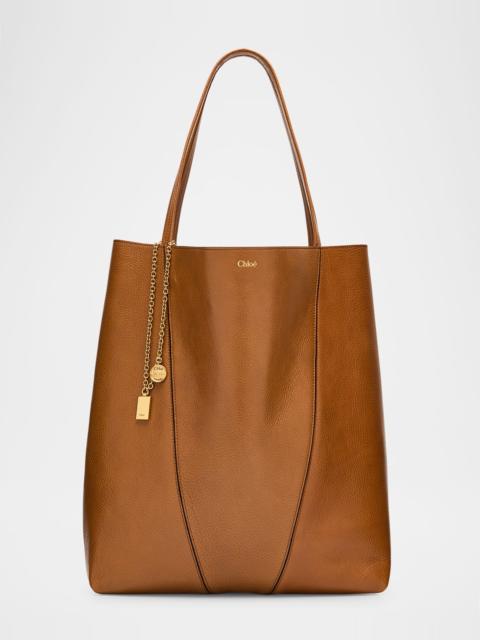 Spin North-South Tote Bag in Leather