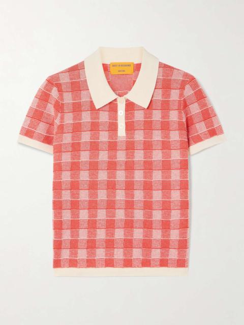 GUEST IN RESIDENCE Gingham silk and linen-blend polo shirt Red