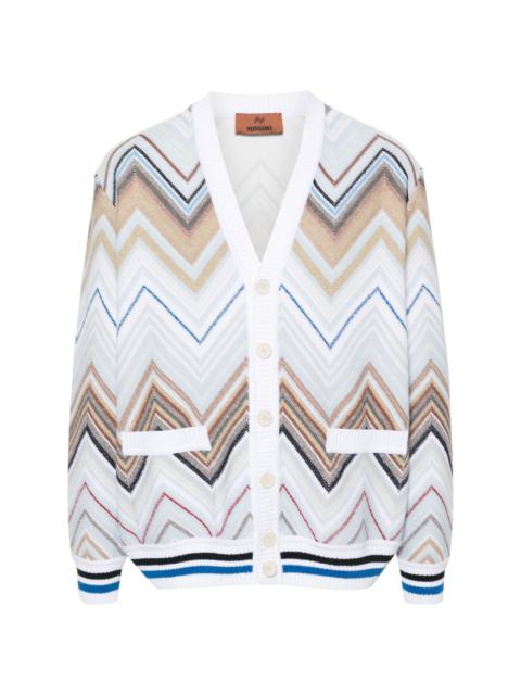 zigzag-woven knitted cardigan