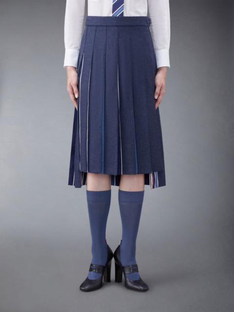 Wool Flannel Knee Length Pleated Skirt