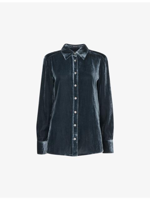 WHISTLES Lara long-sleeve velvet shirt
