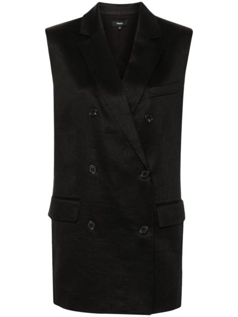 Theory double-breasted linen blend gilet