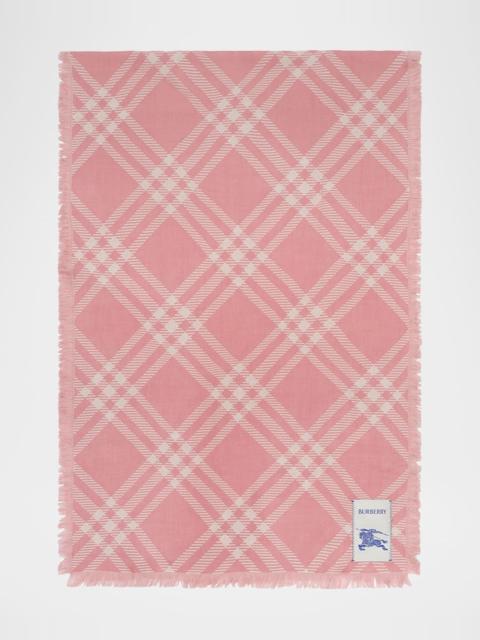 Burberry Wide Check Wool Silk Scarf