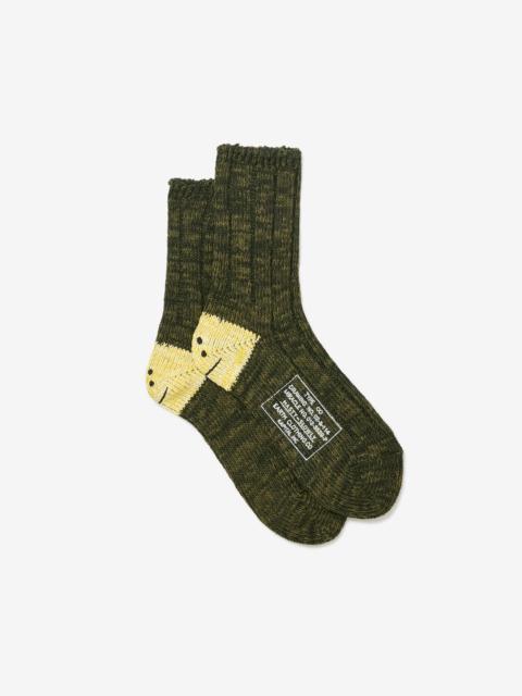 Kapital 56 YARNS MA-1 RAINBOWY HAPPY HEEL SOCKS (KHAKI)