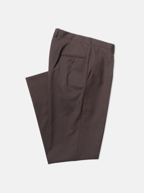J. PRESS MADE-IN-USA DARK BROWN SINGLE PLEAT WOOL TROUSERS