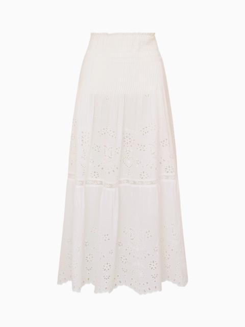 LoveShackFancy Mallow Cotton Bandana Eyelet Midi Skirt