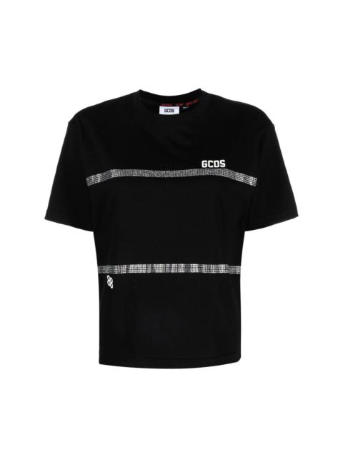 GCDS rhinestone-striped T-shirt
