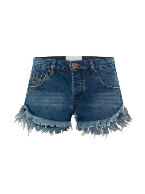 ONE TEASPOON Dukes Low Waist Mini Denim Shorts - Rodeo Blue