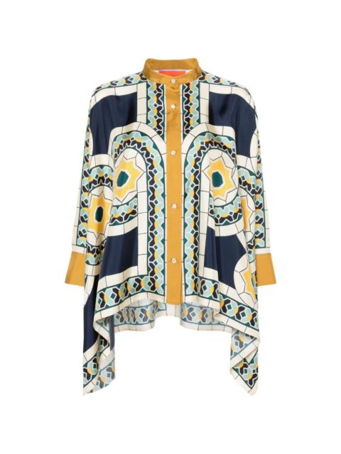 Foulard geometric-print silk shirt