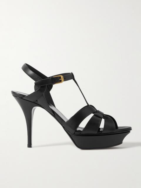 SAINT LAURENT Tribute Woven Leather Platform Sandals