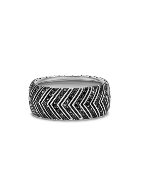 DAVID YURMAN Men's Chevron Band Ring in Sterling Silver - Black Diamond