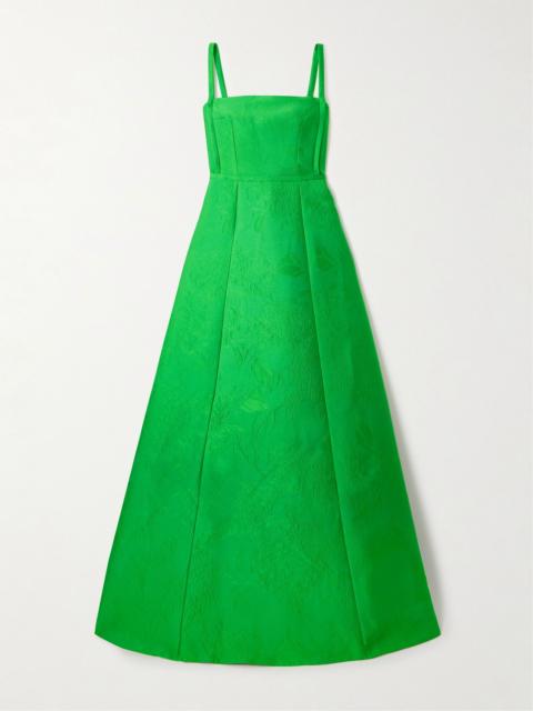 EMILIA WICKSTEAD Mathilde pleated cloqué gown Green