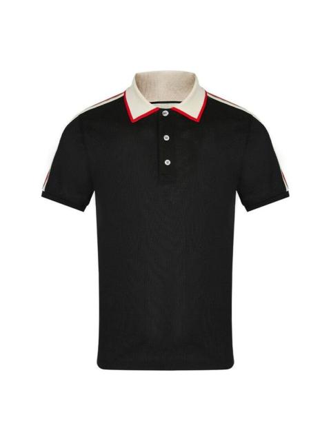 GUCCI Gucci Striped Logo Short-sleeved Polo Shirt Black 500972-X9M38-1106