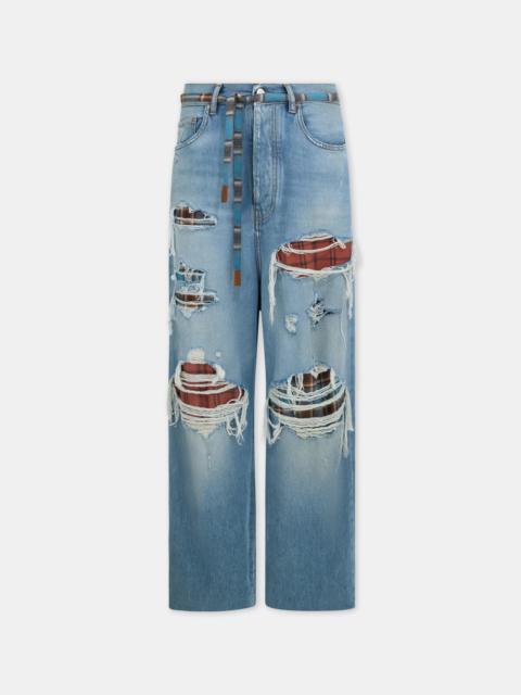 AMIRI FLANNEL REPAIR BAGGY JEAN