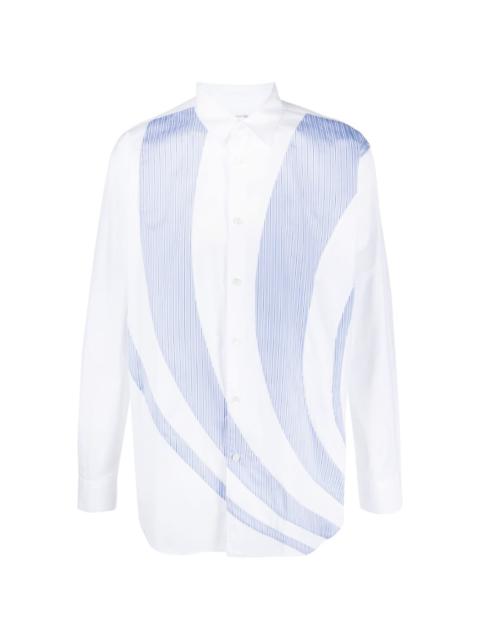 stripe-panelling cotton shirt