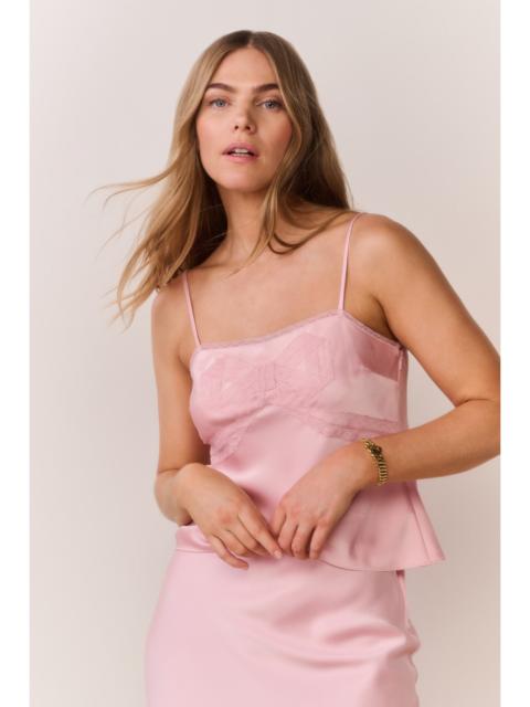 LoveShackFancy Arise Lace Bow Satin Top