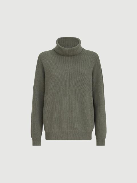 Brunello Cucinelli Cashmere English rib turtleneck sweater with monili