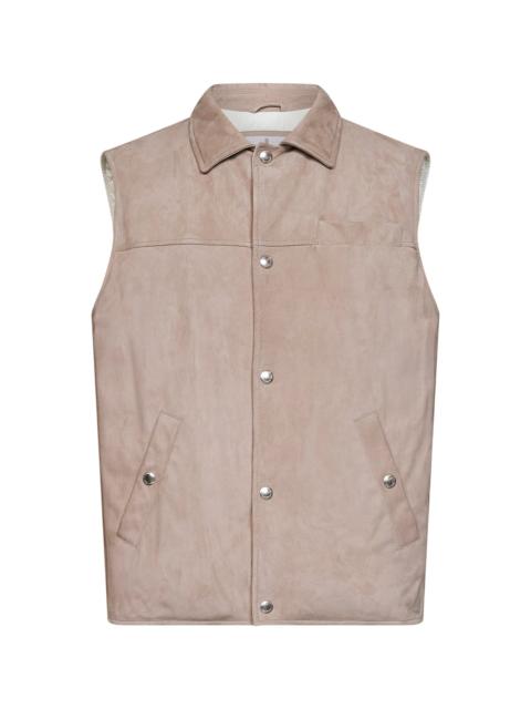 Brunello Cucinelli Marble suede padded vest