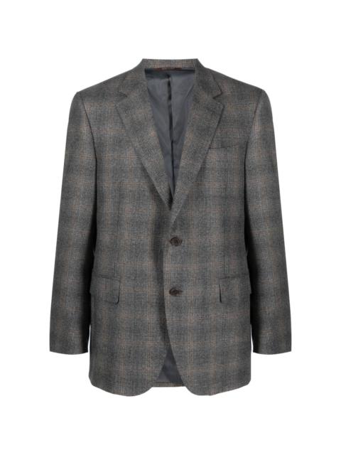 check-pattern notched-lapels blazer