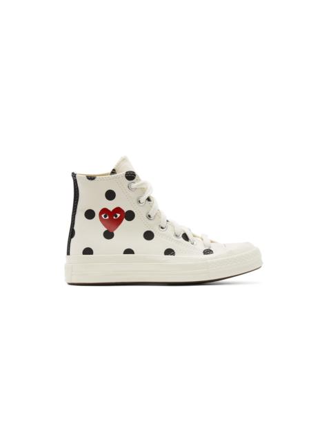 Comme des Garçons PLAY White Converse Edition Polka Dot Heart Chuck 70 High Sneakers