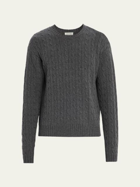 FRAME Men's Cable Knit Cashmere and Wool Crewneck Sweater