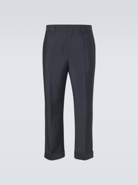 VERSACE Cropped wool and mohair straight pants
