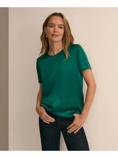 Brooks Brothers Short-Sleeve Top in Washable Silk Charmeuse