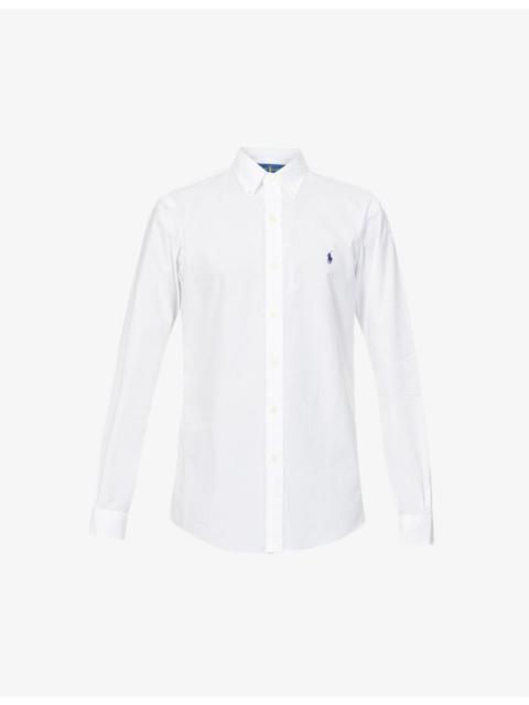 Polo Ralph Lauren Long-sleeved logo-embroidered slim-fit stretch cotton-poplin shirt