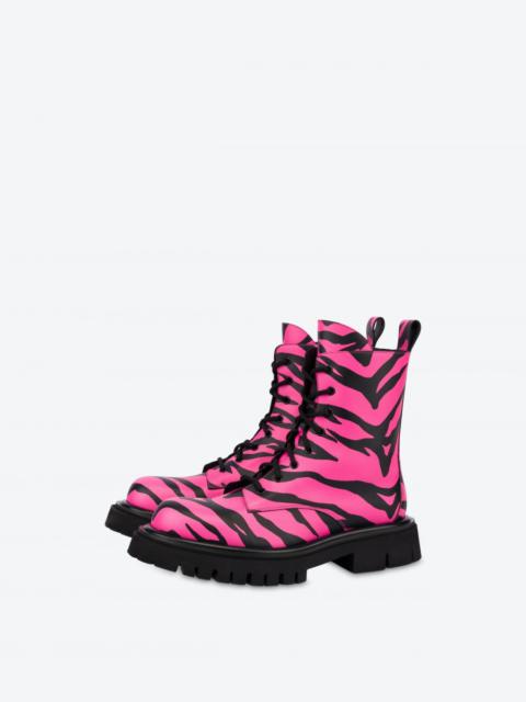 Moschino MOSCHINO X THE FLINTSTONES™ ZEBRA-PRINT COMBAT ANKLE BOOTS