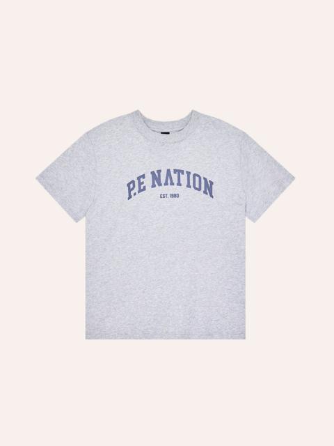 P.E NATION LEGACY RELAXED TEE IN MID GREY MARLE