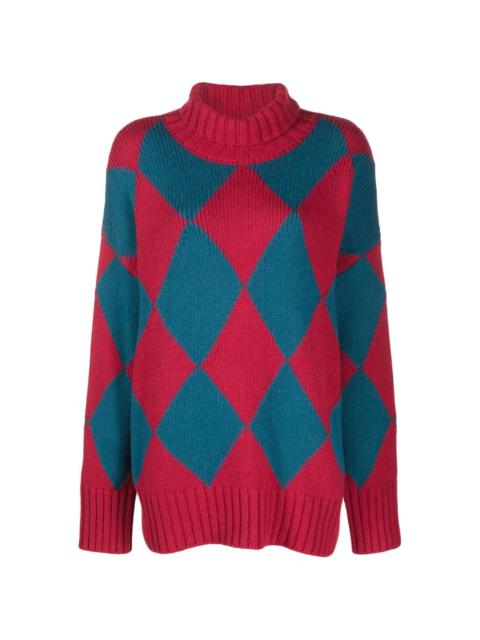 La DoubleJ argyle intarsia-knit jumper