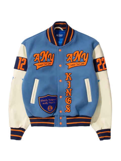 AWAKE NY Corazon De Leon Wool Varsity Jacket "Blue / Cream" AWK FW22 OT006 BLUCR