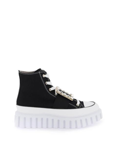Roger Vivier VIV' GO-THICK CANVAS HIGH-TOP SNEAKERS WITH BUCKLE
