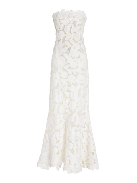 Valletta Embroidered Lace Maxi Dress white