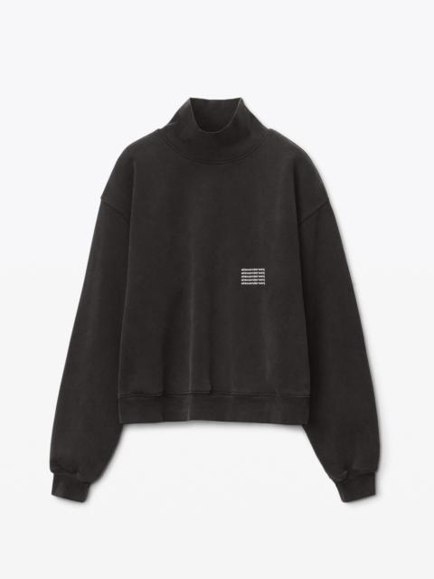Alexander Wang HIGH NECK PULLOVER IN ACID WASH COTTON
