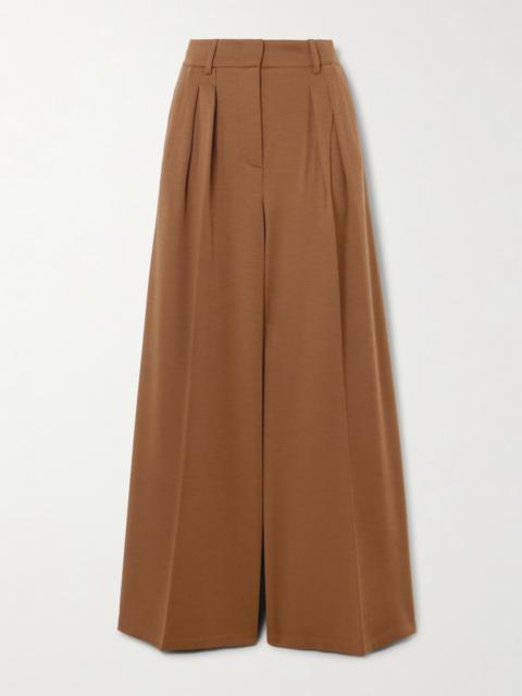 Max Mara Natale pleated wool-jersey wide-leg pants Brown