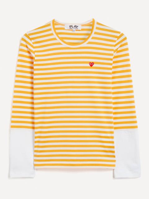 Small Heart Logo Patch Striped T-Shirt