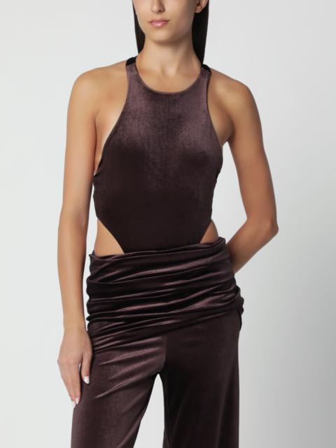 THE ANDAMANE Brown velvet-effect bodysuit