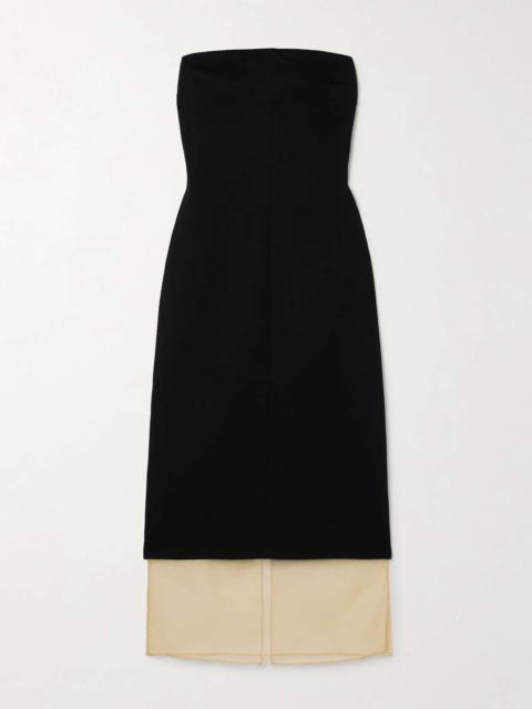 ESSE Studios Issia strapless silk organza-trimmed crepe dress Black
