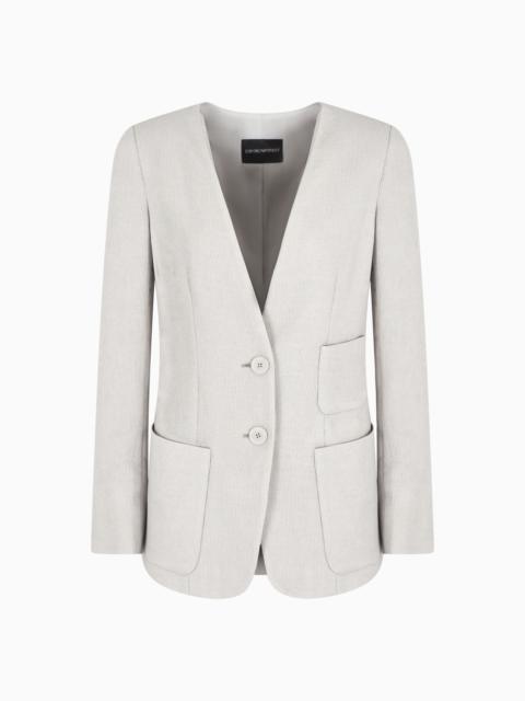 EMPORIO ARMANI SINGLE-BREASTED JACKET IN FLUID CANNETÉ