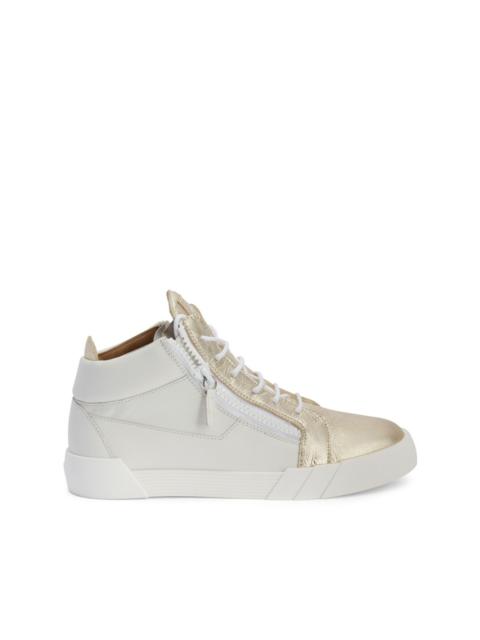 high-top leather zip-up sneakers