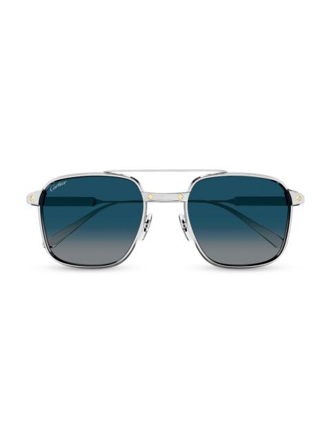 Cartier Men's Santos Light 54MM Square Sunglasses - Silver Blue