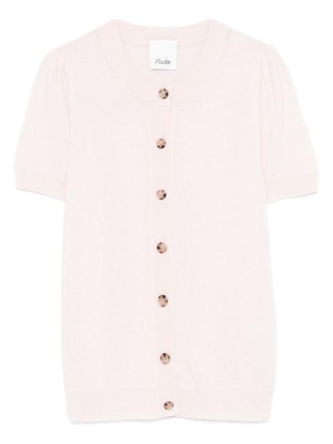 Allude button short-sleeve cardigan