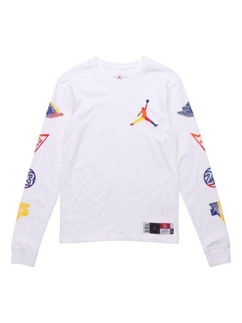 Jordan Men's Air Jordan Logo Printing Round Neck Pullover Long Sleeves White DA6763-100