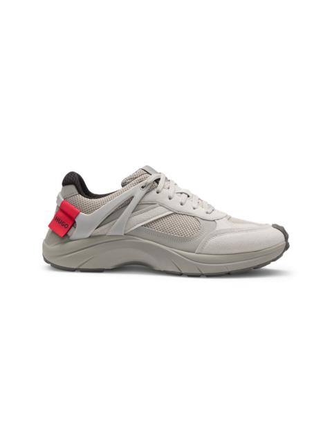 HUGO LOGO-SPOILER TRAINERS IN MESH AND FAUX SUEDE