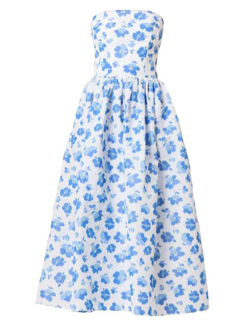 Shoshanna Women's Ophelia Taffeta Strapless A-Line Midi-Dress - Ivory Cobalt
