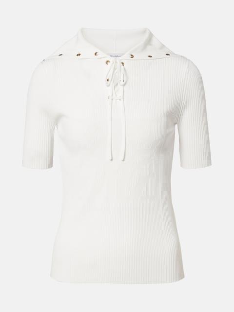 Max Mara Ribbed-knit lace-up top