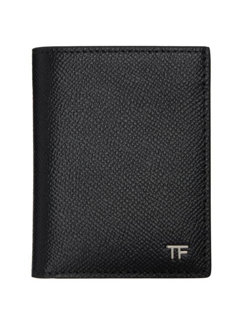 TOM FORD Black Small Grain Leather Folding Card Holder