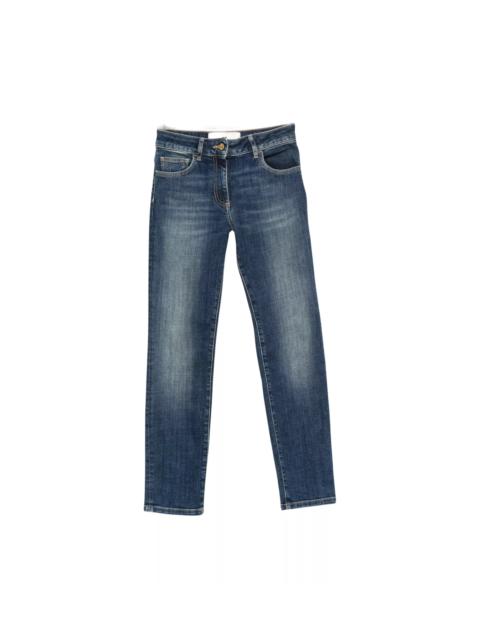 ELISABETTA FRANCHI Jeans with Embroidered Logo and Délavé Effect